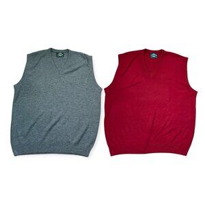 Vintage Jantzen Sweater Vest Bundle Mens 3x Red Gray Golf‎ Made in USA Knit Prep
